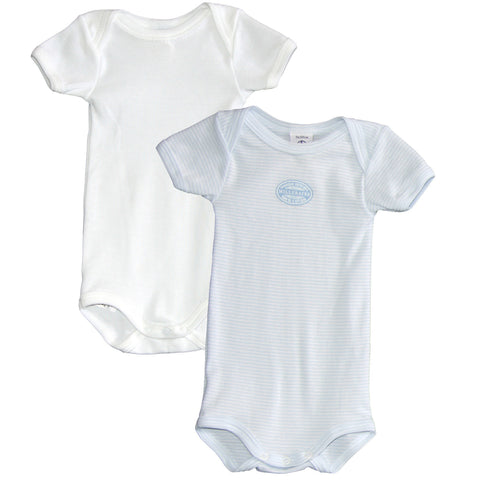 Petit Bateau - 2 Pack Short Sleeve Onsie - Blue White