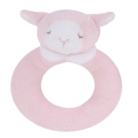 Angel Dear - Ring Rattle - Pink Lamb