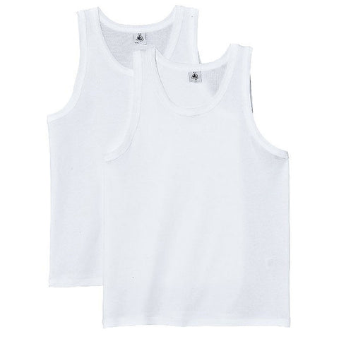 Petit Bateau - Boys 2 Pack Sleeveless T-Shirts - White