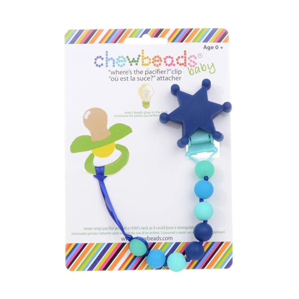 Chewbeads - Wheres the Pacifier Clip - Sheriffs Badge