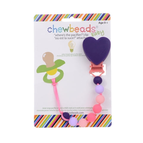 Chewbeads - Wheres the Pacifier Clip -Heart