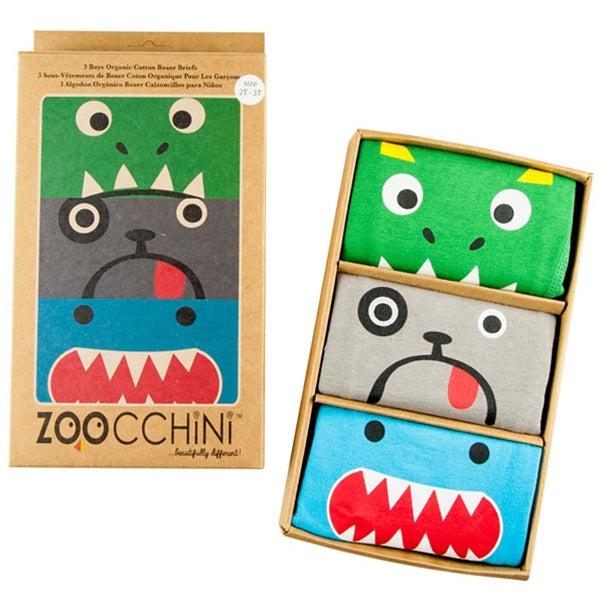 Zoocchini - Boys Organic Boxers Set of 3 -Monster Mash