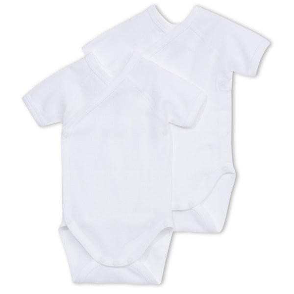 Petit Bateau - 2 Pack Short Sleeve Crossover Onsie - White