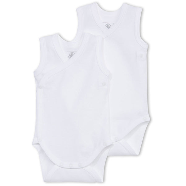 Petit Bateau - 2 Pack Short Sleeveless Onsie - White