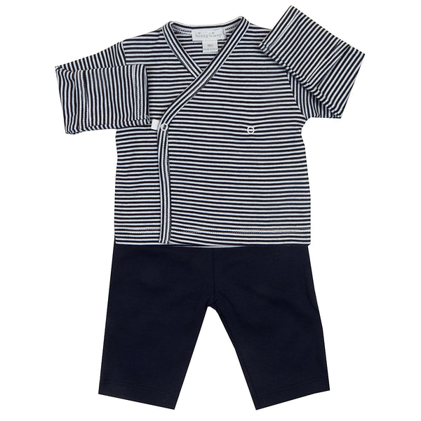 Kissy Kissy - Essentials Pant Set W/L/S Cross Tee - Navy