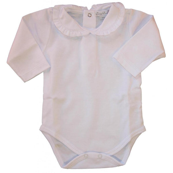 Kissy Kissy - Basic LS Bodysuit w/Ruffle On Collar - White