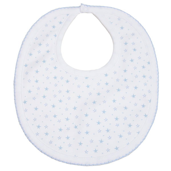 Kissy Kissy - Hearts And Stars  Print Bib - Blue