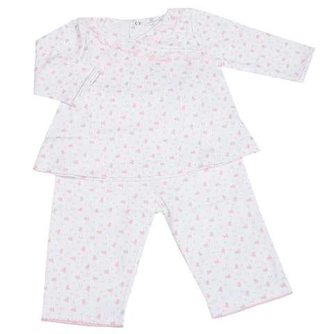 Kissy Kissy - Hearts And Stars  Pant Set With V-Neck Tee - Pink