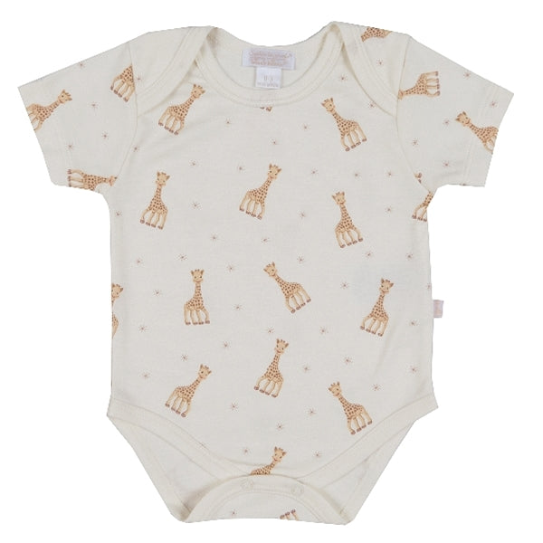 Kissy Kissy - Sophie La Girafe  Print S/S Bodysuit - Ecru