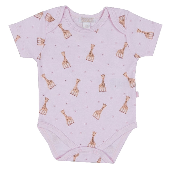 Kissy Kissy - Sophie La Girafe  Print S/S Bodysuit - Pink