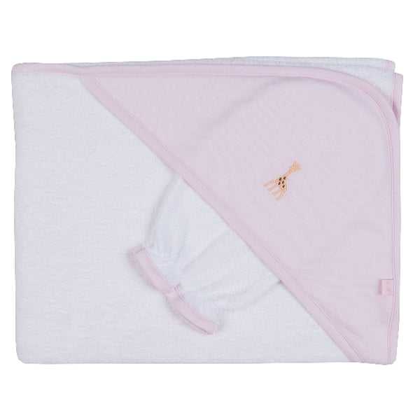 Kissy Kissy - Sophie La Girafe  Towel With Mitt - White/Pink