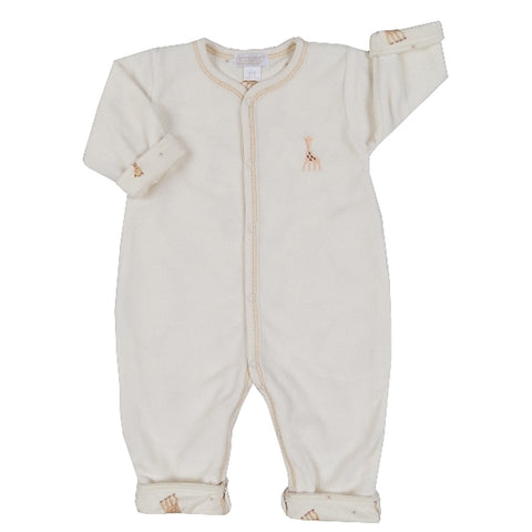 Kissy Kissy - Sophie La Girafe  Velour Rev Playsuit - Ecru