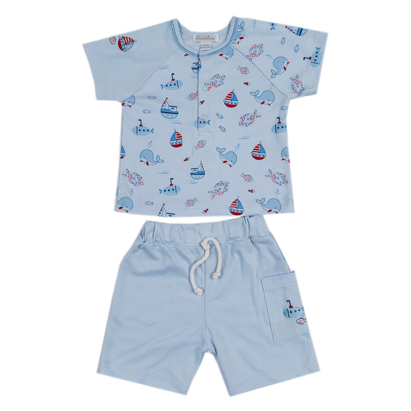 Kissy Kissy - Ahoy There  Bermuda Set - Blue