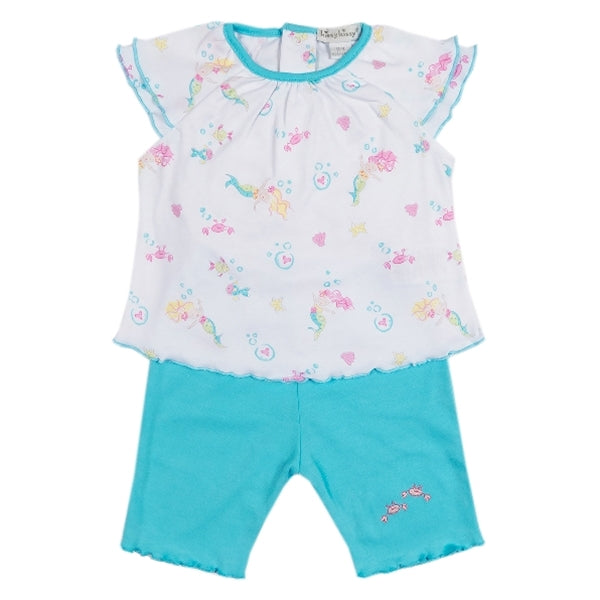 Kissy Kissy - Mini Mermaids  Capri Pant Set W/Tee - Turquoise