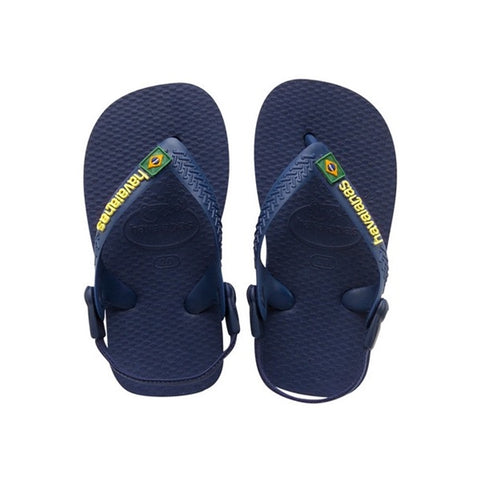 Havaianas - Baby Brazil Logo Sandal - Navy Blue/Yellow