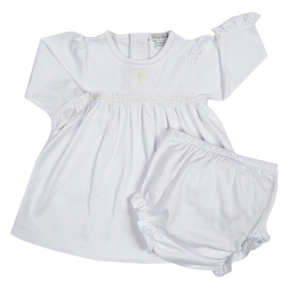 Kissy Kissy - Baby Blessings  Dress With Diaper Cover - White / Ecru