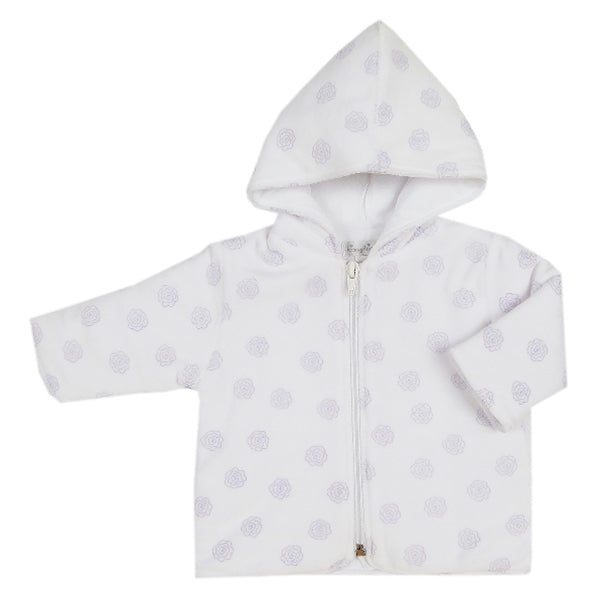 Kissy Kissy - Fleur De L'Amour  Velour Print Jacket W/Hood - White/Lilac