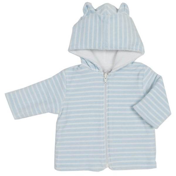 Kissy Kissy - Natures Nursery  Velour Stripe Jacket W/Hood - Blue