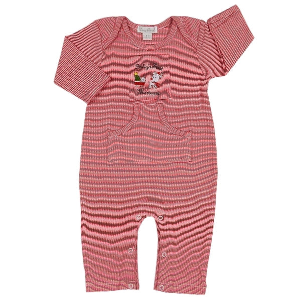 Kissy Kissy - Babys First Christmas 2017  Stripe Playsuit - Red