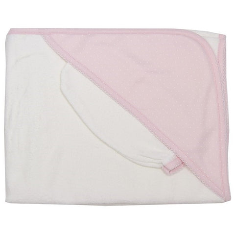 Kissy Kissy - New Kissy Dots Towel with Mitt - Pink with White 