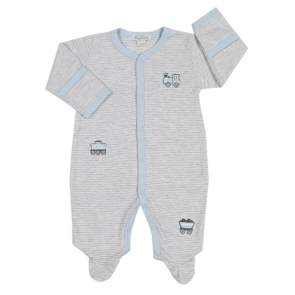 Kissy Kissy - Freight Train  Stripe Footie - Grey