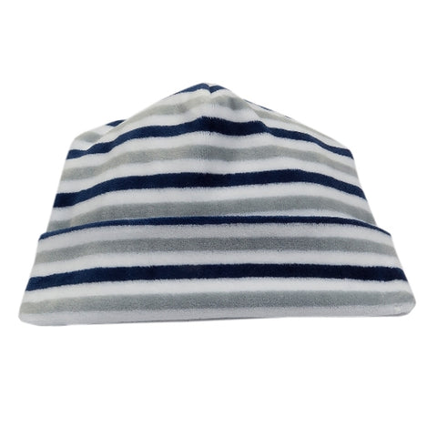 Kissy Kissy - Winter Mix  Velour Stripe Hat - Navy/Gray