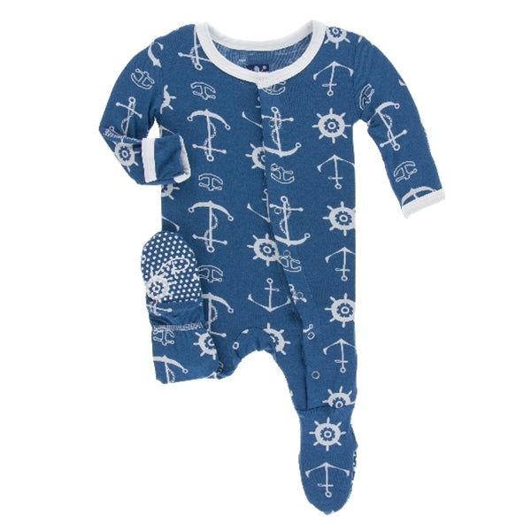 Kickee Pants - Print Footie With Snaps - Twilight Anchor