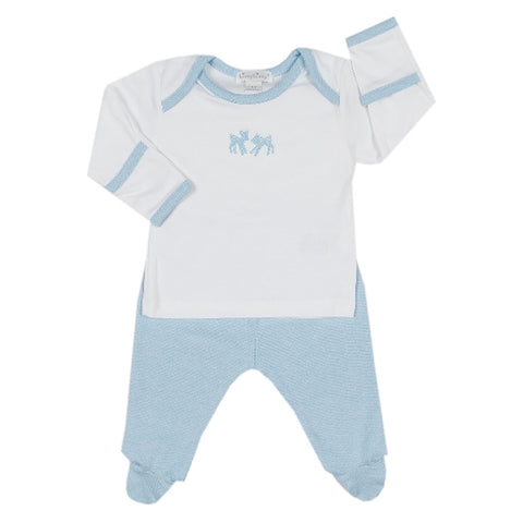 Kissy Kissy - Fawn Favorites  Footed Pant Set - Wh/Ltblue