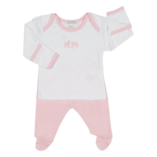 Kissy Kissy - Fawn Favorites  Footed Pant Set - Wh/Pink