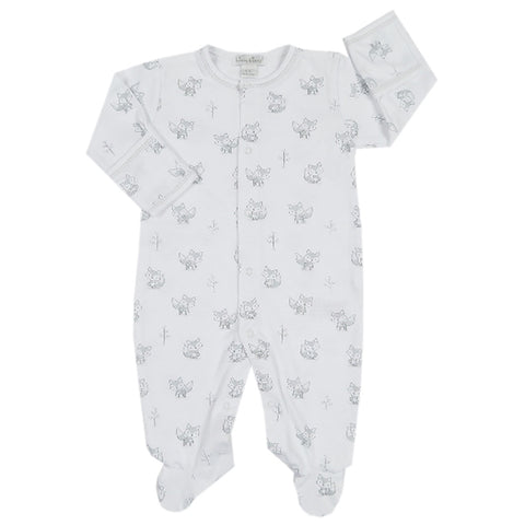 Kissy Kissy - Foxy  Print Footie - Wh /Silver