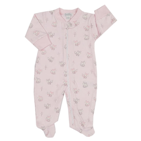 Kissy Kissy - Foxy  Print Footie W/Zipper - Pink