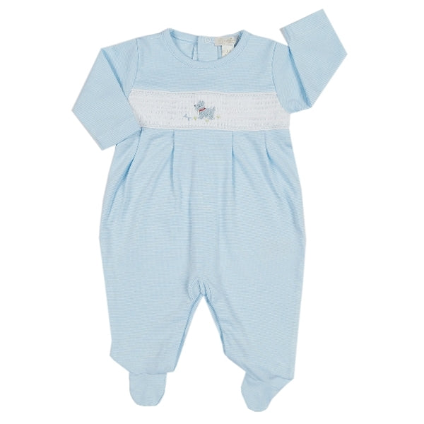 Kissy Kissy - Sweet Scottie  Stripe Footie - Lt Blue