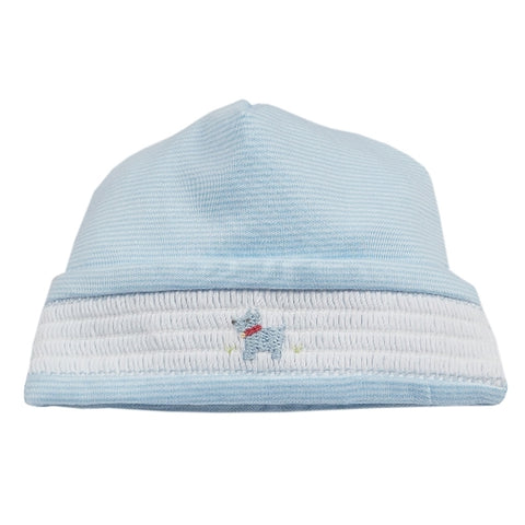 Kissy Kissy - Sweet Scottie  Stripe Hat - Lt Blue