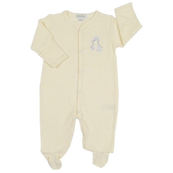 Kissy Kissy - Giraffe Generations  Stripe Footie - Yellow