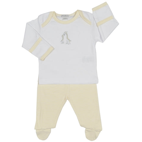 Kissy Kissy - Giraffe Generations  Footed Pant Set - White/Yellow