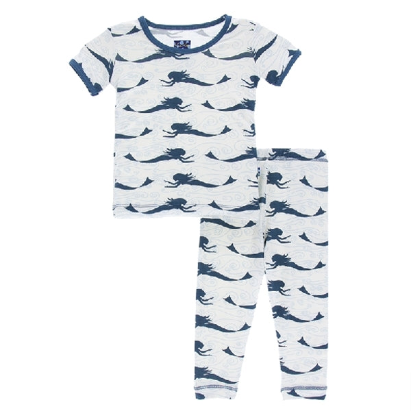 Kickee Pants - Print Short Sleeve Pajama Set - Natural Mermaid