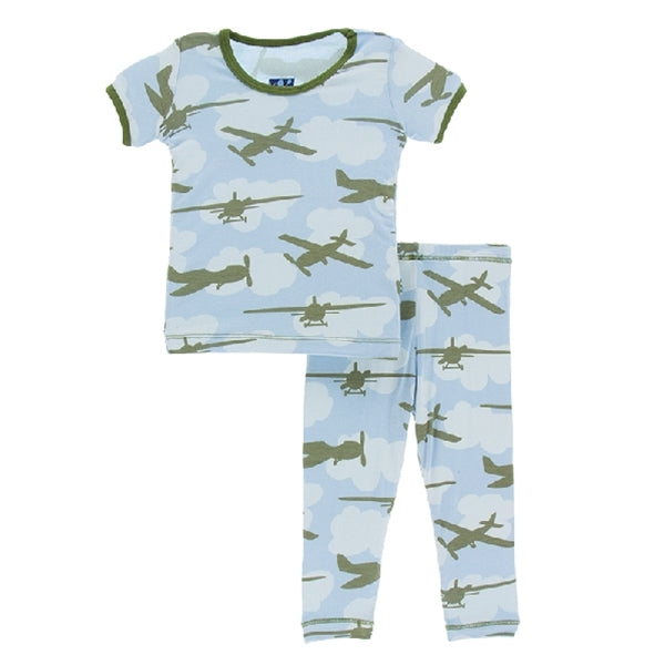 Kickee Pants - Print Short Sleeve Pajama Set - Pond Airplanes