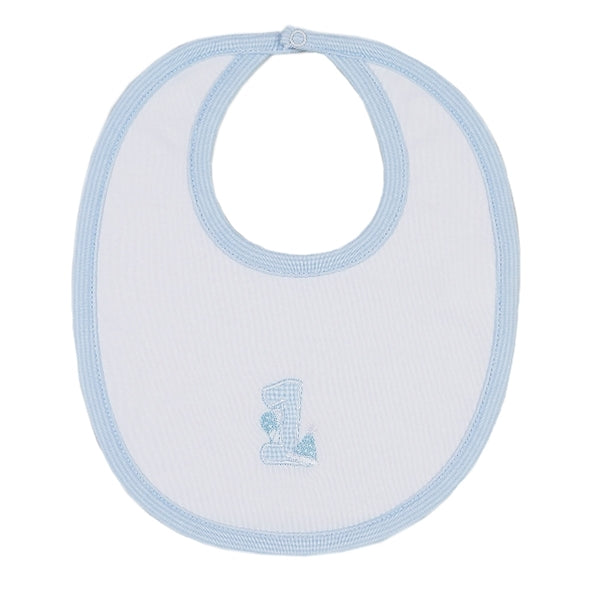 Kissy Kissy - First Birthday  Bib - White/Blue