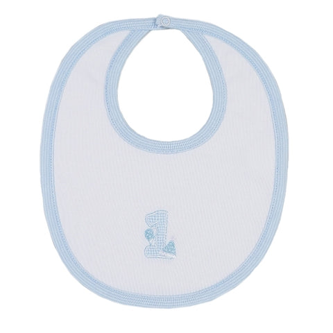 Kissy Kissy - First Birthday  Bib - White/Blue