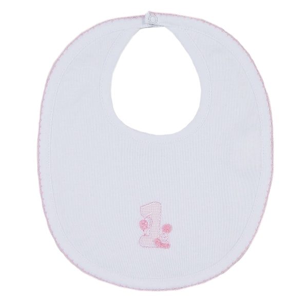 Kissy Kissy - First Birthday  Bib - White/Pink