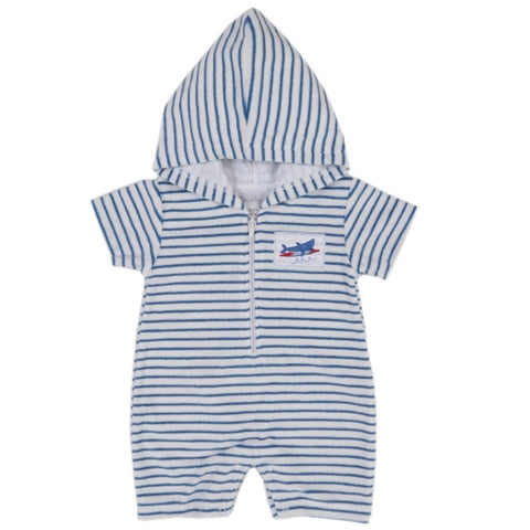 Kissy Kissy - Sea Shenanigans  Terry Stripe Hooded Playsuit - Blue