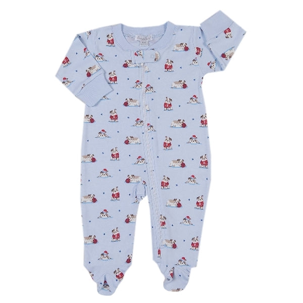 Kissy Kissy - Burly Bulldogs  Print Footie With Zipper