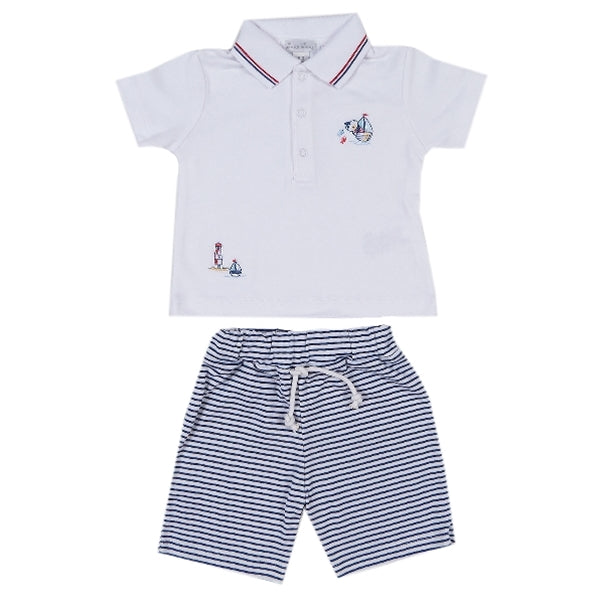 Kissy Kissy - Harbor Master  Stripe Bermuda Set W/ Collar