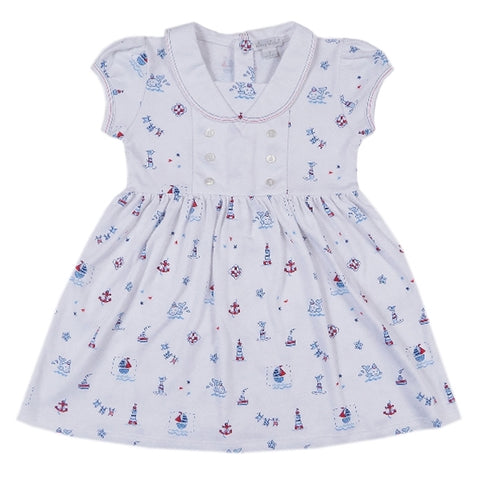 Kissy Kissy - Nautical Blues Print Dress W/Collar Toddler