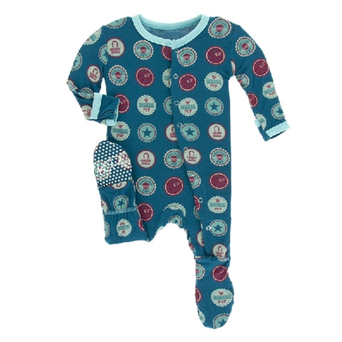 Kickee Pants - Print Footie With Snaps - Soda Pop Caps