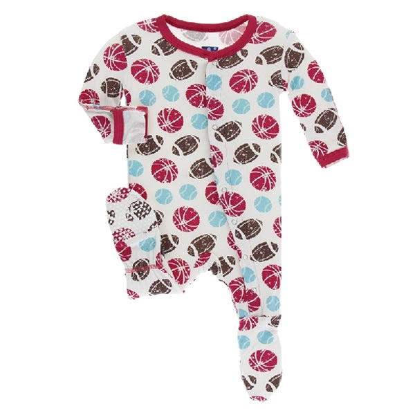 Kickee Pants - Print Footie With Snaps - Natural Sports