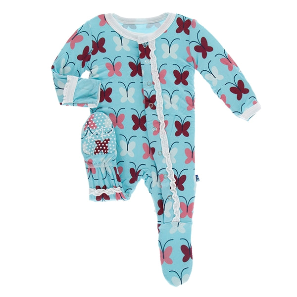 Kickee Pants - Print Muffin Ruffle Footie With Snaps - Tallulahs Butterfly