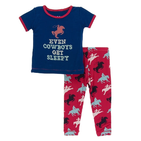 Kickee Pants - Print Short Sleeve Pajama Set - Flag Red Cowboy