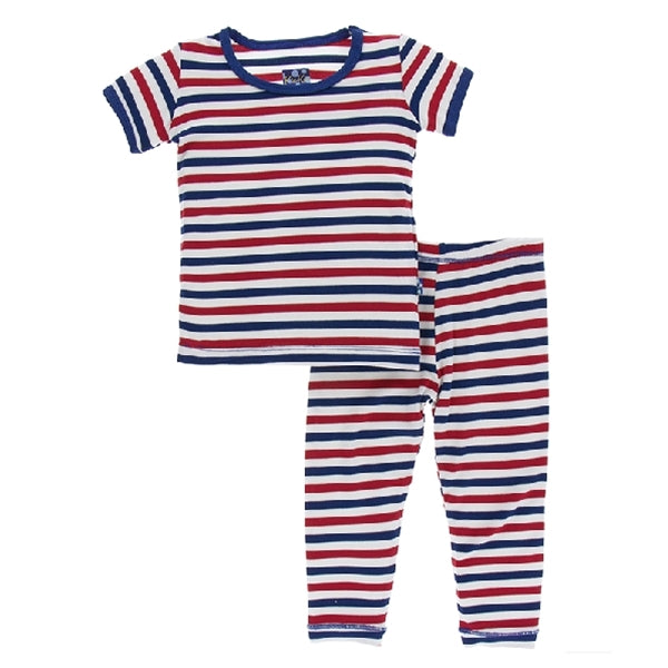 Kickee Pants - Print Short Sleeve Pajama Set - Usa Stripe