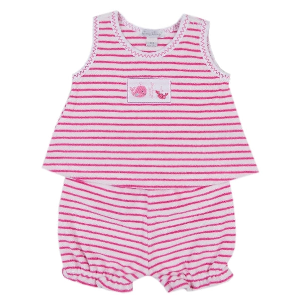 Kissy Kissy - Ocean Treasures Terry Stripe Sunsuit - Fuchsia